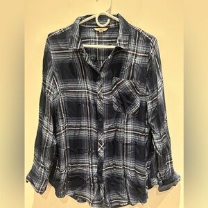 Terra & Sky Navy and Lavender Plaid Shirt